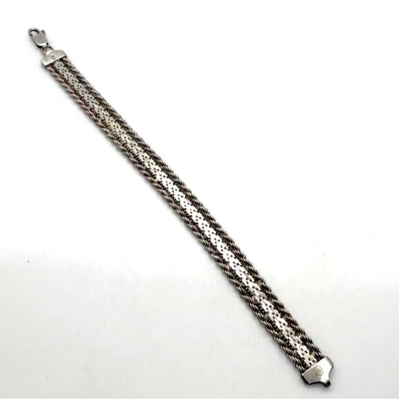 Sterling Silver Woven Bracelet 7.5 in. 18.67 Grams Lobster Clasp Made In Italy - Picture 3 of 14